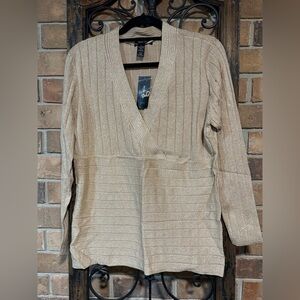 NWT Metallic Gold Ribbed Long Sleeve Sweater